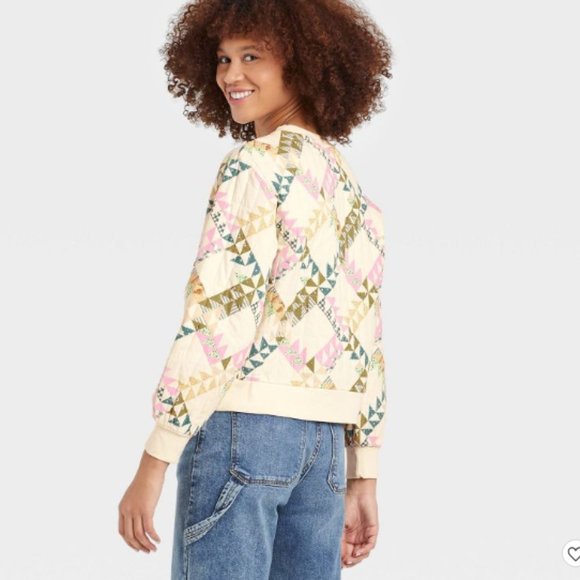 Universal Thread Retro Quilted Sweater Womens Grandma Quilt Pullover - Picture 4 of 10